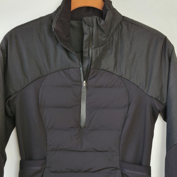 New Lululemon Black Down For It All Pullover Jacket 4 Quilted Stretch - Picture 12 of 14